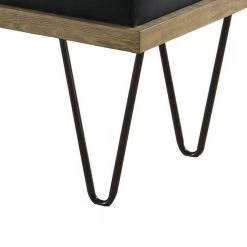 Gray Leatherette Padded Bench with Hairpin Legs 15.75 in. L x 47.5 in. W x 16 in. H by Benjara -Cheap Benjara Store gray benjara bedroom benches bm233232 4f 1000