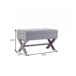 Gray Fabric Lift Top Storage Bench with Button Tufting (16.5 in. x 36.25 in. x 19.75 in.) by Benjara -Cheap Benjara Store gray benjara bedroom benches bm274259 44 1000
