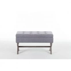 Gray Fabric Lift Top Storage Bench with Button Tufting (16.5 in. x 36.25 in. x 19.75 in.) by Benjara -Cheap Benjara Store gray benjara bedroom benches bm274259 c3 1000