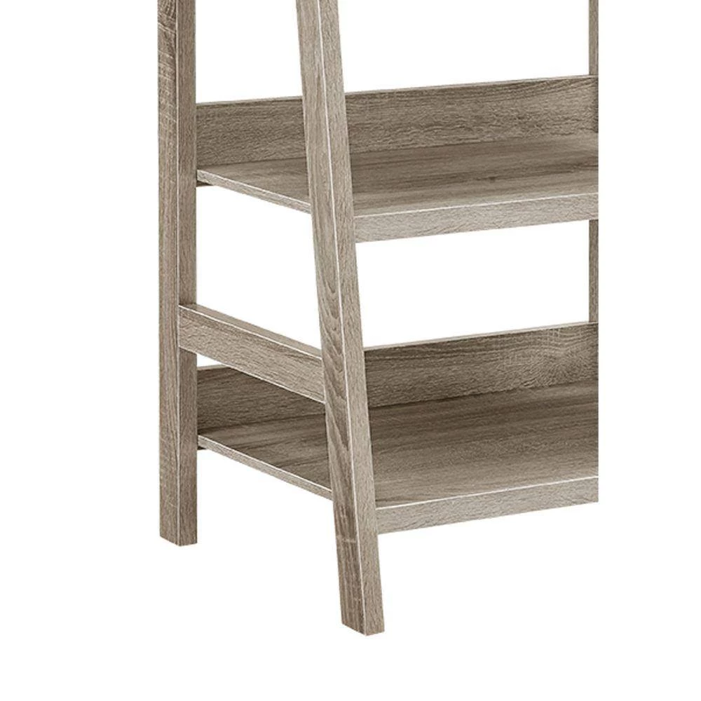 60 in. Height Transitional Style Gray with 5-Shelves Wooden Ladder Bookcase by Benjara 4 60 in. Height Transitional Style Gray with 5-Shelves Wooden Ladder Bookcase by Benjara - Image 4