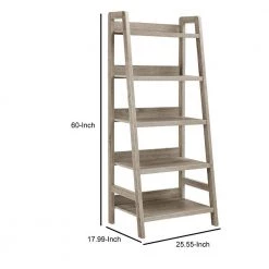 60 in. Height Transitional Style Gray with 5-Shelves Wooden Ladder Bookcase by Benjara 10 60 in. Height Transitional Style Gray with 5-Shelves Wooden Ladder Bookcase by Benjara -Cheap Benjara Store gray benjara bookcases bookshelves bm144092 44 1000
