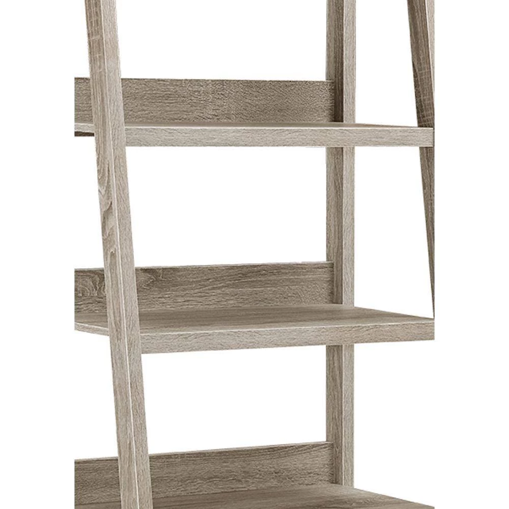 60 in. Height Transitional Style Gray with 5-Shelves Wooden Ladder Bookcase by Benjara 3 60 in. Height Transitional Style Gray with 5-Shelves Wooden Ladder Bookcase by Benjara - Image 3