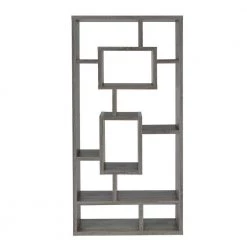 Splendid 70.75 in. H Gray Geometric Cubed Wooden 11-Shelf Rectangular Standard Bookcase by Benjara -Cheap Benjara Store gray benjara bookcases bookshelves bm159067 4f 1000