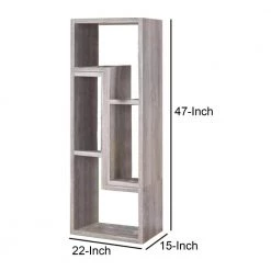 Modern Style Gray 5-Shelves Wooden Bookcase 47.25 in. L x 15.25 in. W x 22 in . H by Benjara -Cheap Benjara Store gray benjara bookcases bookshelves bm159208 44 1000