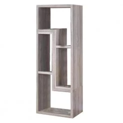 Modern Style Gray 5-Shelves Wooden Bookcase 47.25 in. L x 15.25 in. W x 22 in . H by Benjara