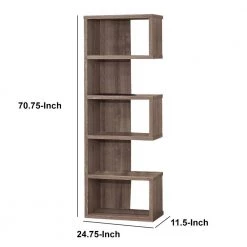 70.75 in. H Gray Sturdy Semi Backless Wooden Bookcase by Benjara -Cheap Benjara Store gray benjara bookcases bookshelves bm159406 44 1000
