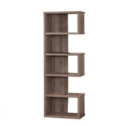 70.75 in. H Gray Sturdy Semi Backless Wooden Bookcase by Benjara