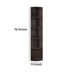 Gray Wooden Corner Display Cabinet with 5-Storage Shelves by Benjara -Cheap Benjara Store gray benjara bookcases bookshelves bm179611 44 1000