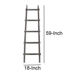 59 in. H Transitional Style Gray Wooden Decor Ladder with 5-Steps by Benjara -Cheap Benjara Store gray benjara bookcases bookshelves bm210390 44 1000
