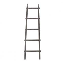 59 in. H Transitional Style Gray Wooden Decor Ladder with 5-Steps by Benjara