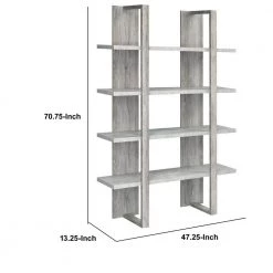 70.75 in. Light Gray Wooden 4-Shelf Ladder Bookcase by Benjara -Cheap Benjara Store gray benjara bookcases bookshelves bm245879 44 1000