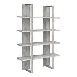 70.75 in. Light Gray Wooden 4-Shelf Ladder Bookcase by Benjara