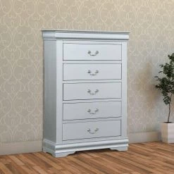 5-Drawer Gray Spacious Wooden Chest with Bracket Base 31.22" L x 15.43" W x 47.44" H by Benjara 7 5-Drawer Gray Spacious Wooden Chest with Bracket Base 31.22" L x 15.43" W x 47.44" H by Benjara -Cheap Benjara Store gray benjara chest of drawers bm194254 31 1000