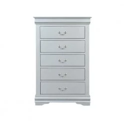5-Drawer Gray Spacious Wooden Chest with Bracket Base 31.22" L x 15.43" W x 47.44" H by Benjara