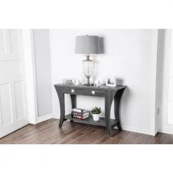 48 in. Gray Standard Rectangle Wood Console Table with 2-Drawers by Benjara -Cheap Benjara Store gray benjara console tables bm183124 31 1000
