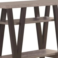 15.5 in. Gray and Black Small Rectangle Solid Wooden Zigzag Contemporary Console Table with Bottom Shelves by Benjara -Cheap Benjara Store gray benjara console tables bm184947 1f 1000