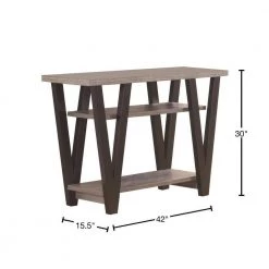 15.5 in. Gray and Black Small Rectangle Solid Wooden Zigzag Contemporary Console Table with Bottom Shelves by Benjara -Cheap Benjara Store gray benjara console tables bm184947 40 1000