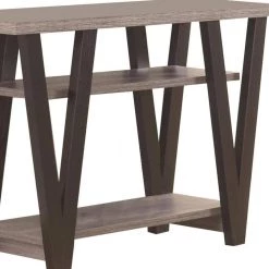 15.5 in. Gray and Black Small Rectangle Solid Wooden Zigzag Contemporary Console Table with Bottom Shelves by Benjara -Cheap Benjara Store gray benjara console tables bm184947 4f 1000