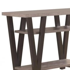 15.5 in. Gray and Black Small Rectangle Solid Wooden Zigzag Contemporary Console Table with Bottom Shelves by Benjara -Cheap Benjara Store gray benjara console tables bm184947 c3 1000