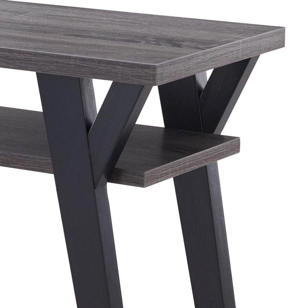 42 in. Gray Rectangle Wooden Console Table with 2 Bottom Shelves by Benjara 5 42 in. Gray Rectangle Wooden Console Table with 2 Bottom Shelves by Benjara - Image 5