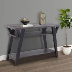 42 in. Gray Rectangle Wooden Console Table with 2 Bottom Shelves by Benjara 14 42 in. Gray Rectangle Wooden Console Table with 2 Bottom Shelves by Benjara -Cheap Benjara Store gray benjara console tables bm246862 fa 1000