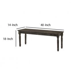 Transitional Style Gray Wood Bench with Turned Legs 40 in. L x 14 in. W x 18 in. H by Benjara -Cheap Benjara Store gray benjara dining benches bm185758 4f 1000