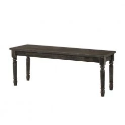 Transitional Style Gray Wood Bench with Turned Legs 40 in. L x 14 in. W x 18 in. H by Benjara