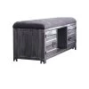 Industrial Gray Cushioned Metal Bench with 2-Cabinets and Open Shelf 56.25 in. L x 16.13 in. W x 19.88 in. H by Benjara