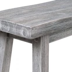 Gray Saddle Design Wooden Bench with Grain Details 9 in. L x 33 in. W x 24.25 in. H by Benjara -Cheap Benjara Store gray benjara dining benches bm239731 1f 1000
