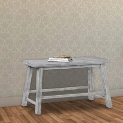 Gray Saddle Design Wooden Bench with Grain Details 9 in. L x 33 in. W x 24.25 in. H by Benjara -Cheap Benjara Store gray benjara dining benches bm239731 31 1000