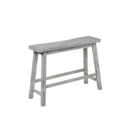 Gray Saddle Design Wooden Bench with Grain Details 9 in. L x 33 in. W x 24.25 in. H by Benjara