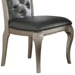 Gray and Silver with Tufted Back Rubber Wood Dining Chair (Set of 2) by Benjara -Cheap Benjara Store gray benjara dining chairs bm171529 1f 1000