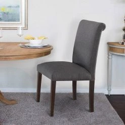 Upholstery Gray Solid Wood Dining Chair (Set of 2) by Benjara -Cheap Benjara Store gray benjara dining chairs bm171531 40 1000