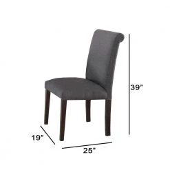 Upholstery Gray Solid Wood Dining Chair (Set of 2) by Benjara -Cheap Benjara Store gray benjara dining chairs bm171531 4f 1000