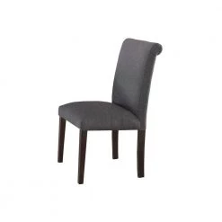 Upholstery Gray Solid Wood Dining Chair (Set of 2) by Benjara