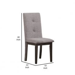 Gray Wood and Fabric Dining Side Chair with Square Tufts (Set of 2) by Benjara -Cheap Benjara Store gray benjara dining chairs bm180286 44 1000