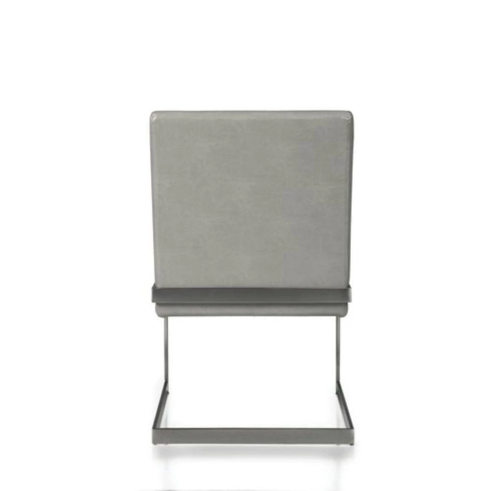 Gray Leatherette Upholstered with Dining Chair with Cantilever Base by Benjara 4 Gray Leatherette Upholstered with Dining Chair with Cantilever Base by Benjara - Image 4