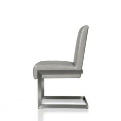 Gray Leatherette Upholstered with Dining Chair with Cantilever Base by Benjara 8 Gray Leatherette Upholstered with Dining Chair with Cantilever Base by Benjara -Cheap Benjara Store gray benjara dining chairs bm206642 4f 1000
