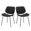 Gray Metal Body Dining Side Chair with Curved Fabric Seat and Backrest (Set of 2) by Benjara