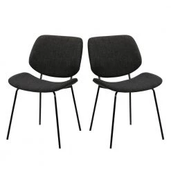 Gray Metal Body Dining Side Chair with Curved Fabric Seat and Backrest (Set of 2) by Benjara