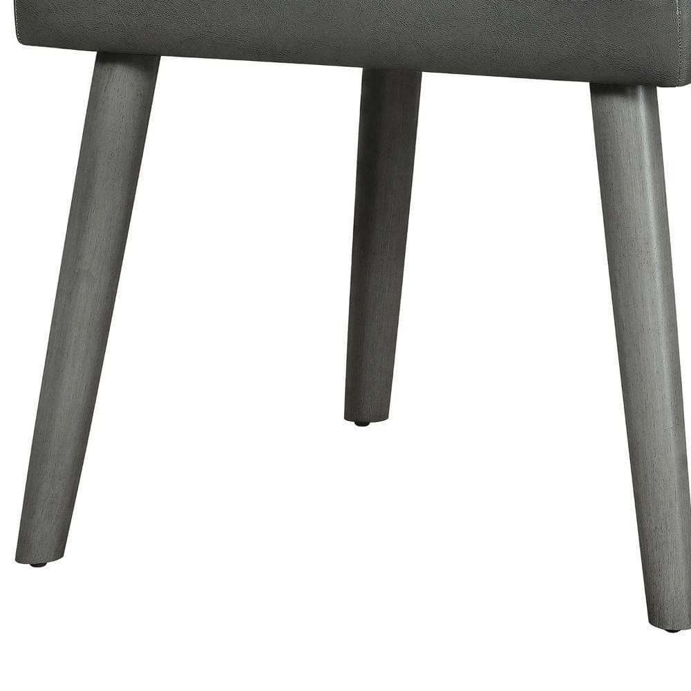 Gray Leatherette Dining Side Chair with Splayed Wooden Legs (Set of 2) by Benjara 4 Gray Leatherette Dining Side Chair with Splayed Wooden Legs (Set of 2) by Benjara - Image 4