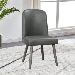 Gray Leatherette Dining Side Chair with Splayed Wooden Legs (Set of 2) by Benjara 11 Gray Leatherette Dining Side Chair with Splayed Wooden Legs (Set of 2) by Benjara -Cheap Benjara Store gray benjara dining chairs bm218606 31 1000