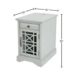 25 in. Gray Wooden Chair side Table with Hidden Power Charger by Benjara -Cheap Benjara Store gray benjara end side tables bm184059 40 1000