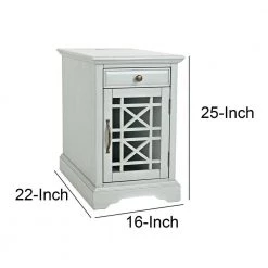 25 in. Gray Wooden Chair side Table with Hidden Power Charger by Benjara -Cheap Benjara Store gray benjara end side tables bm184059 76 1000