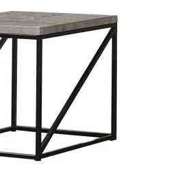 24 in. H Industrial Style Gray with Wooden Top And Metallic Base Minimal End Table by Benjara -Cheap Benjara Store gray benjara end side tables bm184954 1f 1000