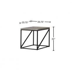24 in. H Industrial Style Gray with Wooden Top And Metallic Base Minimal End Table by Benjara -Cheap Benjara Store gray benjara end side tables bm184954 40 1000