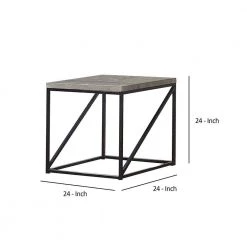 24 in. H Industrial Style Gray with Wooden Top And Metallic Base Minimal End Table by Benjara -Cheap Benjara Store gray benjara end side tables bm184954 4f 1000