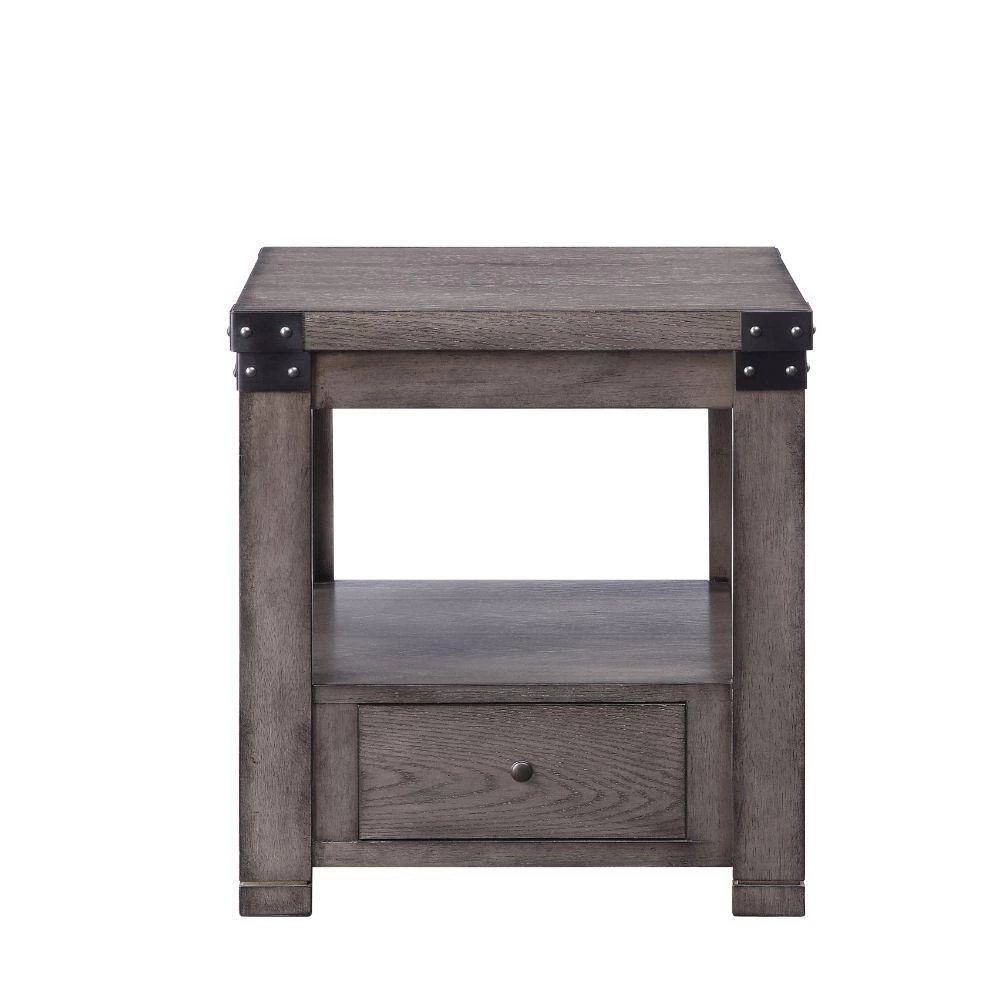 24 in. H Gray Wooden End Table with Open Bottom Shelf and 1-Drawer by Benjara 4 24 in. H Gray Wooden End Table with Open Bottom Shelf and 1-Drawer by Benjara - Image 4