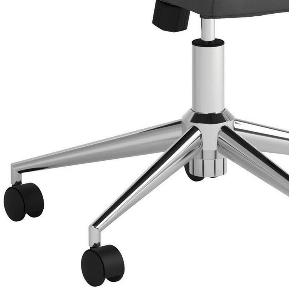 Gray Padded Panel Back Faux Leather Office Chair with Horizontal Stitching by Benjara 5 Gray Padded Panel Back Faux Leather Office Chair with Horizontal Stitching by Benjara - Image 5