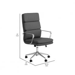 Gray Padded Panel Back Faux Leather Office Chair with Horizontal Stitching by Benjara 12 Gray Padded Panel Back Faux Leather Office Chair with Horizontal Stitching by Benjara -Cheap Benjara Store gray benjara executive chairs bm242032 44 1000
